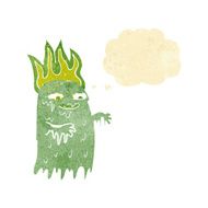 cartoon spooky ghost with thought bubble N7