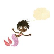 cartoon mermaid with thought bubble N7