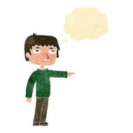 cartoon boy pointing with thought bubble N4