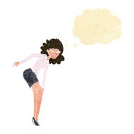 cartoon annoyed woman rubbing knee with thought bubble
