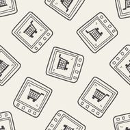 mobile shopping doodle seamless pattern background
