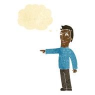 cartoon angry man pointing with thought bubble