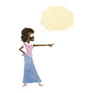 cartoon woman pointing finger with thought bubble N2