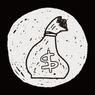 money bag doodle drawing N10
