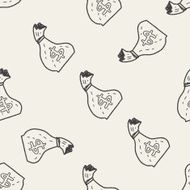 money bag doodle drawing seamless pattern background