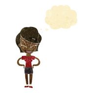 cartoon woman with hands on hips thought bubble N34
