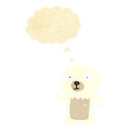 cartoon waving polar bear cub with thought bubble N7