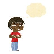 cartoon annoyed boy with thought bubble N5
