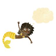 cartoon pretty mermaid with thought bubble N6