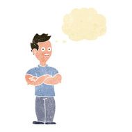cartoon man with crossed arms thought bubble N4