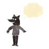 cartoon happy werewolf with thought bubble