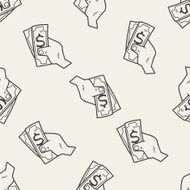 money doodle drawing seamless pattern background