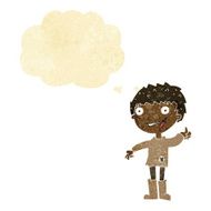 cartoon excited boy with thought bubble N16