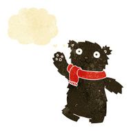 cartoon teddy bear wearing scarf with thought bubble N2