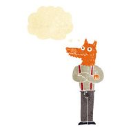 cartoon funny fox with thought bubble