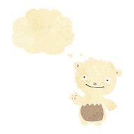 cartoon waving polar bear cub with thought bubble N8