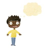 cartoon excited boy with thought bubble N17
