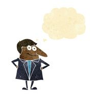 cartoon happy man in suit with thought bubble N2