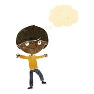 cartoon excited boy with thought bubble N18