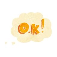 cartoon OK symbol with thought bubble