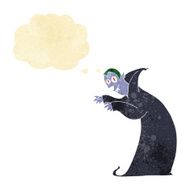 cartoon spooky vampire with thought bubble N2