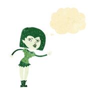 cartoon vampire girl with thought bubble N28