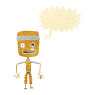 cartoon old robot with thought bubble