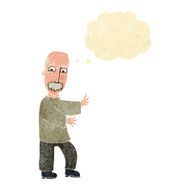 cartoon angry old man with thought bubble N20