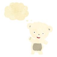 cartoon waving polar bear with thought bubble N9