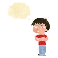 cartoon annoyed boy with thought bubble N6