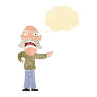 cartoon angry old man with thought bubble N21
