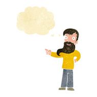 cartoon man with beard pointing thought bubble
