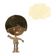 cartoon unhappy boy with thought bubble N6
