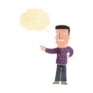 cartoon man pointing with thought bubble N17