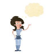cartoon pretty waitress with thought bubble N2