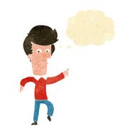 cartoon man pointing with thought bubble N19