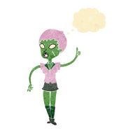 cartoon halloween girl with thought bubble N3