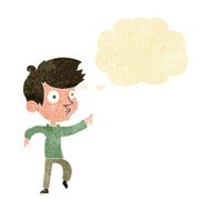 cartoon pointing boy with thought bubble N5