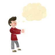 cartoon happy man with thought bubble N65