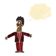 cartoon vampire man with thought bubble N8