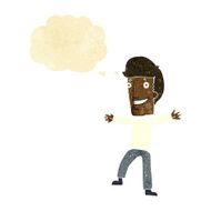 cartoon happy man with thought bubble N66