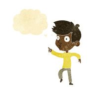 cartoon pointing boy with thought bubble N6