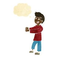 cartoon happy man with thought bubble N67