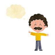 cartoon boy with mustache thought bubble