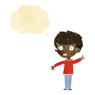 cartoon boy with idea thought bubble N21