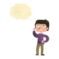 cartoon boy with question thought bubble