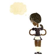 cartoon waitress with thought bubble N3