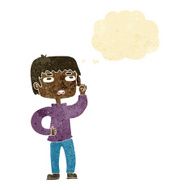 cartoon boy with question thought bubble N2
