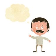 cartoon man with mustache waving thought bubble N6