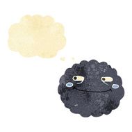 cartoon happy rain cloud with thought bubble